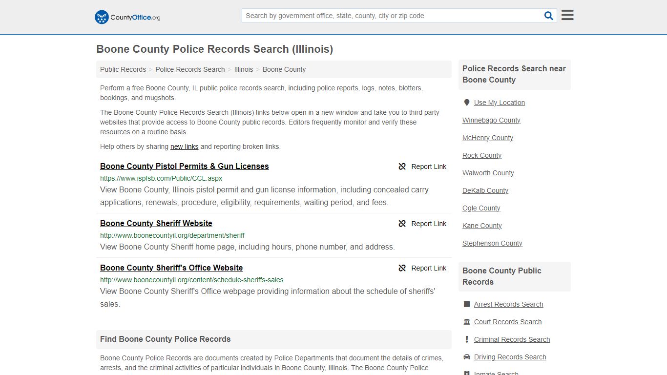 Police Records Search - Boone County, IL (Accidents & Arrest Records)