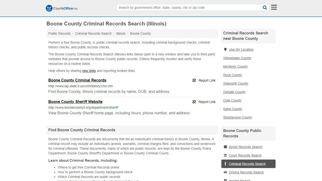 Criminal Records Search - Boone County, IL (Arrests, Jails & Most ...