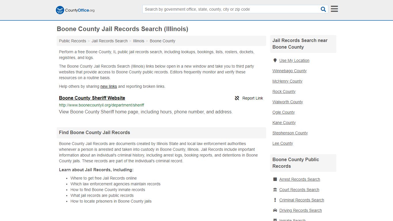 Jail Records Search - Boone County, IL (Jail Rosters & Records)